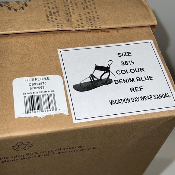 FREE People Denim Blue Leather Vacation Day Wrap Sandal size 38.5 - Picture 7 of 9